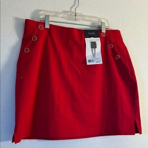 NWT Rafaella Women’s Red Pull On Skort with Button Details Sz L